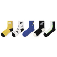 PRIMEET 男女款棉质中筒袜套装 AB31138HZZ S组 5双装 混色 36-43