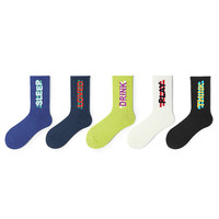 PRIMEET 男女款棉质中筒袜套装 AB31138HZZ F组 5双装 混色 36-43