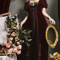 lingxi 灵犀 Lolita洛丽塔 哥特 夜后咏叹 女士OP有袖连衣裙 红色 L
