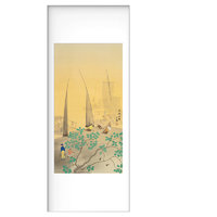 榮寶齋 横山大观 潇湘八景系列《渔村返照》60x150cm 宣纸 实木框
