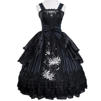 lingxi 灵犀 Lolita洛丽塔 哥特 彼岸之歌 女士JSK无袖连衣裙 黑色/银灰 M