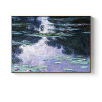 印象 克劳德·莫奈 Claude Monet《绽放的睡莲》70x50cm 1907 油画布 浅木纹铝合金框