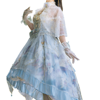 lingxi 灵犀 Lolita洛丽塔 中华风 烟雨西楼 女士JSK无袖连衣裙 蓝色 M