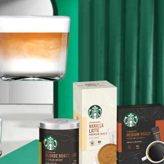 STARBUCKS 星巴克 咖啡组合装 3口味 199g(中度烘焙速溶黑咖啡23g+香草拿铁速溶花式86g+轻度烘焙速溶黑咖啡90g)