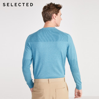 SELECTED思莱德新款男士含棉圆领纯色休闲针织衫S|420124502（175/96A/M、灰绿夹花色DUST GREEN MELANGE）