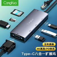 CangHua 仓华 Type-C扩展坞USB-C转HDMI/VGA线网口PD接头通用苹果MacBook华为笔记本电脑转换器4K拓展坞分线器bp37