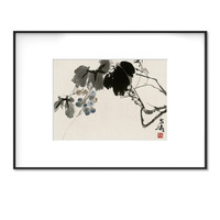 榮寶齋 王雪涛《葡萄》70x50cm 宣纸 金属框