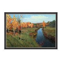 雅昌 伊萨克·伊里奇·列维坦《金色秋天》136x92cm 油画布 爵士黑木框