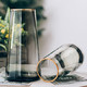 墨斗鱼 0401 T型玻璃花瓶 金+烟灰色 22cm