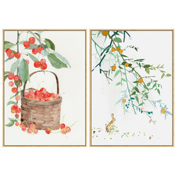 海龙红 《吉祥樱桃》 43×60cm 日式文艺 小清新 餐厅装饰画 背景温馨墙面墙画
