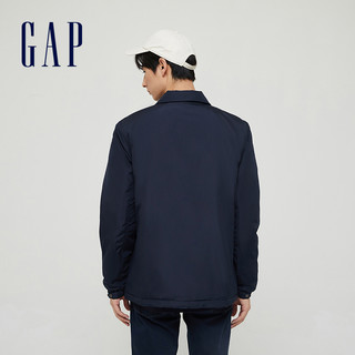 Gap男装时尚翻领休闲棉服673680 秋季新款加绒工装外套纯色夹克男（175/88A(XS)、灰白色）