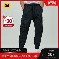 CAT/卡特工装裤男秋季宽松不对称多口袋束脚口工装裤专柜同款（L、黑色）
