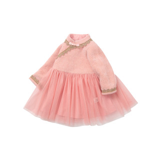 mini balabala 迷你巴拉巴拉 ZA0E111221181-60032 女童连衣裙 粉红 90cm