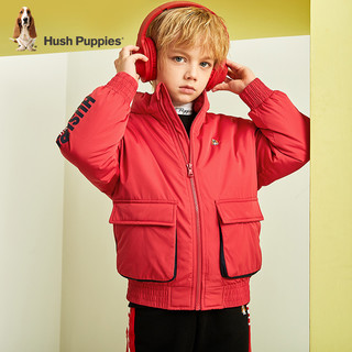 暇步士童装男童棉服2020冬装新款儿童工装中大童宝宝加厚棉袄外套（150cm 、珊瑚红）