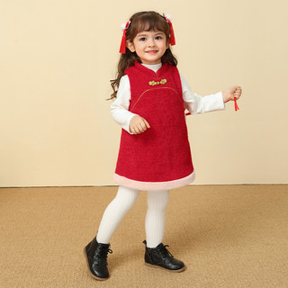 过年服女童儿童唐装套装婴儿拜年服衣服红色周岁女宝宝新年装冬装