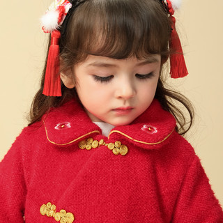过年服女童儿童唐装套装婴儿拜年服衣服红色周岁女宝宝新年装冬装