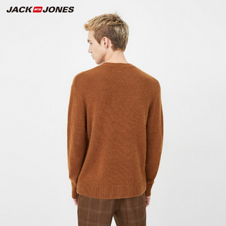 JackJones杰克琼斯针织衫毛衣男休闲圆领含羊毛提花时尚帅气简约（170/92A/S、F10深木色）