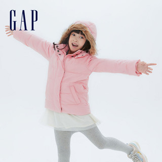 Gap女童纯色连帽仿毛领棉服  新款洋气童装大衣儿童上衣外套