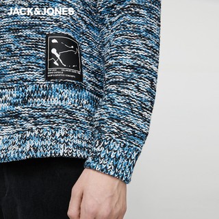 JackJones杰克琼斯outlets春男圆领个性潮流撞色情侣长袖针织衫（180/100A/L、F41中蓝色）