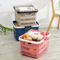 爱丽思家用客厅多功能收纳箱玩具收纳筐后备箱野餐置物超市购物篮(米色)