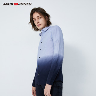 JackJones杰克琼斯outlets春夏男潮修身纯棉个性渐变长袖衬衫（165/88A/XS、C39天蓝）
