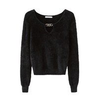 Mind Bridge 女士低圆领针织衫 MVKT728C 黑色 S