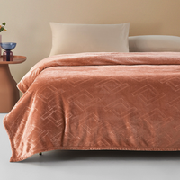  罗莱生活 LUOLAI 家纺 抗菌科技绒毯 橘红色 120*150cm