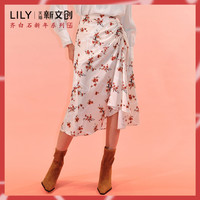 【齐白石IP联名款】丽丽 LILY2021春季新款女装碎花高腰显瘦A字半身裙