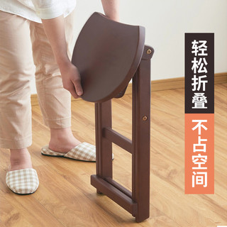 实木折叠凳子省空间家用折叠小板凳马扎便携折叠椅子厨房高餐椅（咖啡色-小号）