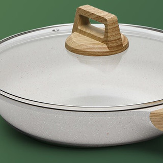 CHIGO 志高 煎锅(20cm、不粘、麦饭石、麦饭石白、带盖)