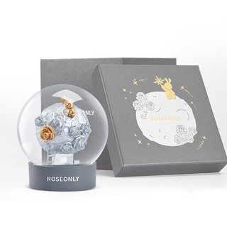 ROSEONLY玫瑰家居水晶玻璃球摆件永生萌兔玫瑰花星球礼盒