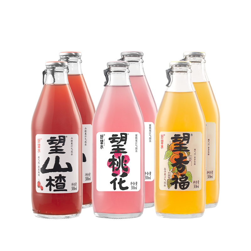 HOPE WATER 好望水 果汁气泡水组合装 3口味 300ml*6瓶（望山楂300ml*2瓶+望桃花300ml*2瓶+望杏福300ml*2瓶）