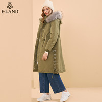 E.LAND 女士休闲连帽棉服 EEJP84V01B