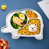 MAXCOOK 美厨 304不锈钢餐盘饭盒碗 加厚儿童分格餐盘3格 小飞象MCFT7638