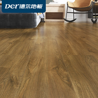 德尔地板家用木地板强化复合地板地暖浅灰色环保无醛芯11mm包安装