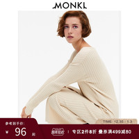 MONKI春秋黑色薄款V领修身中长款针织开衫女休闲长袖外套 0928658