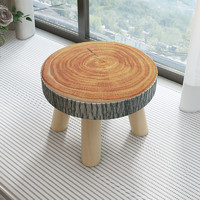 小凳子家用实木圆矮凳可爱儿童沙发凳宝宝椅子时尚卡通创意小板凳 四腿蘑菇-花猫