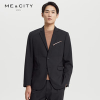 MECITY男装春秋羊毛两粒扣金属拉链休闲商务西服外套男帅气