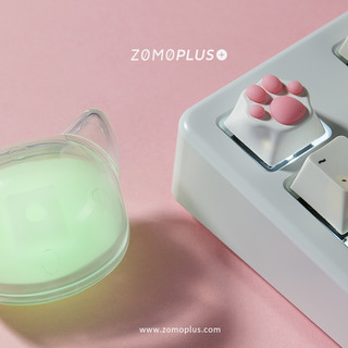 ZOMO原创设计 可爱粉色猫爪键帽 软胶仿真手感 单个 少女 定制（萌宠套装ABS猫爪+猫屋鼠标垫+理线猫）