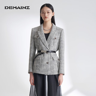 DEMAINZ高海宁同款法式小香风西装外套女新款灰色半裙套装名媛风