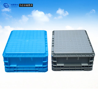 大号塑料周转箱长方形物流运输过滤箱EU欧标汽配箱养鱼龟池箱带盖（蓝色  物流箱、EU箱外60*40*18）
