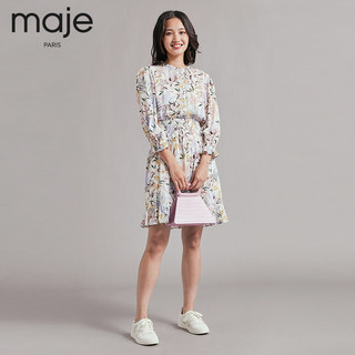 maje2021新款女装法式丛林印花收腰连衣裙MFPRO01861