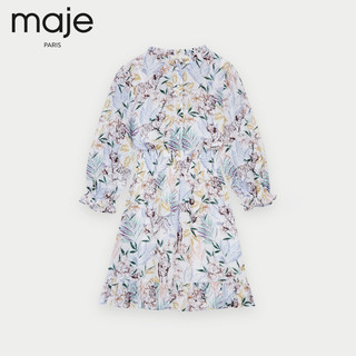 maje2021新款女装法式丛林印花收腰连衣裙MFPRO01861