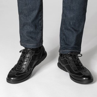 七面 Elite系列 男士休闲皮鞋 SW707E01 黑色 38