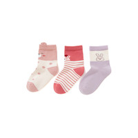 balabala 巴拉巴拉 208421172206-00367 儿童袜子 3双装 红紫色调 66cm