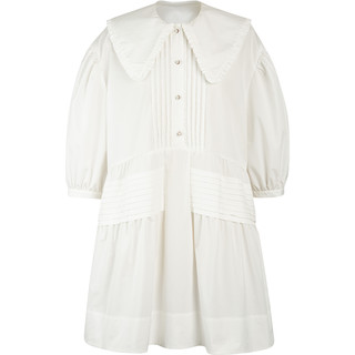 dzzit地素 夏专柜新款白色泡泡袖娃娃领连衣裙女3C2O4981B