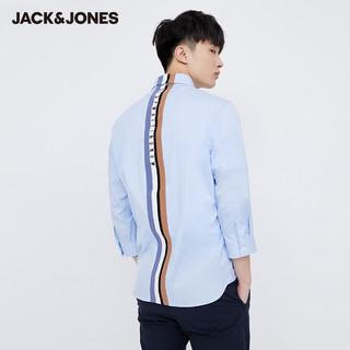 JackJones杰克琼斯春季男舒适新疆棉纯色修身男装七分袖衬衫衣