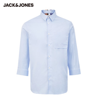 杰克琼斯 JackJones杰克琼斯春季男舒适新疆棉纯色修身男装七分袖衬衫衣