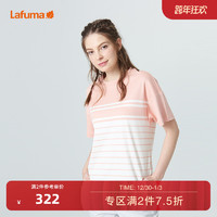 Lafuma 乐飞叶 户外条纹宽松运动休闲水柔棉女短袖T恤夏LFTS1BS38