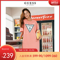 GUESS新款女士倒三角LOGO中长款T恤裙宽松连衣裙-Q1FK23K2Q43